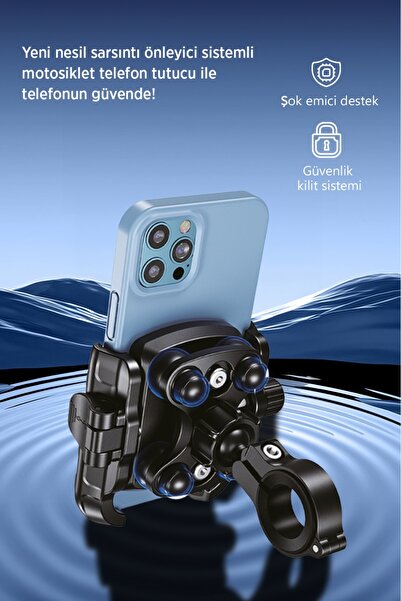 Kensa Motorsiklet Telefon Tutucu Sarsıntı Emicili Titreşim Engelleyici Gidon ...