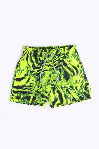 AYYILDIZ Момче - Жълти и черни шарени бански къси панталони 106