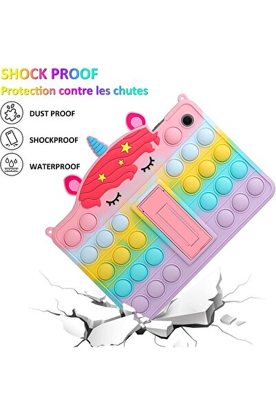 Coolden Samsung Galaxy Tab A8 10.5 (SM-X200/X205/X207) 2021 Silicone Push Pop Case, Washable, Stand, Multico