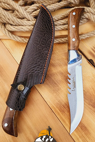 LAZBİSA Ceviz Sap Outdoor Kamp Bıçağı Çakısı Piknik Bıçak Çakı Mutfak Şef Bıçağı Kılıflı Kmp-01
