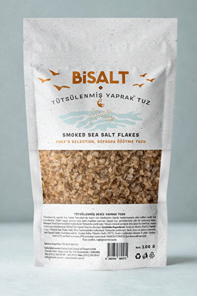 Bisalt İsli Yaprak Tuz 100 g - Gurme Füme Bitiş Tuzu - Steak, Izgara ve Et Yemekleri İçin