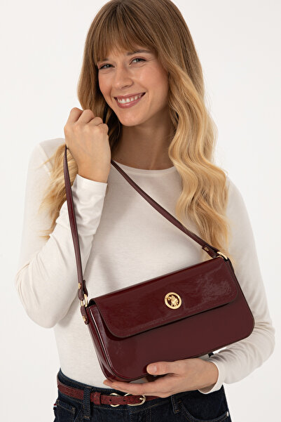 U.S. Polo Assn. Women's Burgundy Patent Leather Handbag 50317814-Vr014