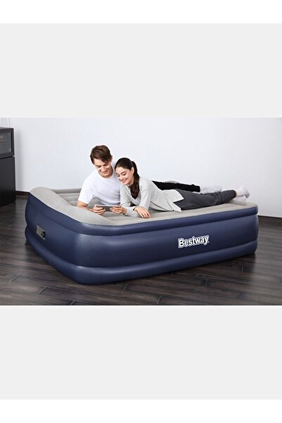TSUMAB Bestway Queen Size Air Bed with Built-In Pump – Comfort Raised Inflatable Mattress