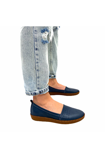 Stil Durağı نعل تيتو موديل لتقويم العظام من الجلد الأصلي باللون الأزرق الداكن