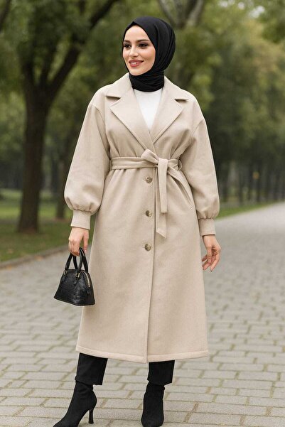 Neva Style 5946Beige Model Beige Hijab Stamp Cap