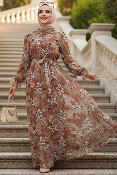 Neva Style Φόρεμα Τανιρί με λουλουδάτο σχέδιο 29710ΤΒ