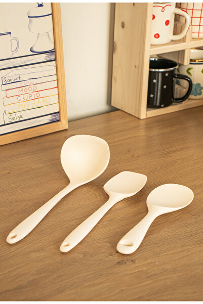 EMAYlab Σετ σιλικόνης με 3 κουτάλια σερβιρίσματος φαγητού, κουτάλια που μπορούν να κρεμαστούν, κουτάλια σιλικόνης που δεν καίνεται