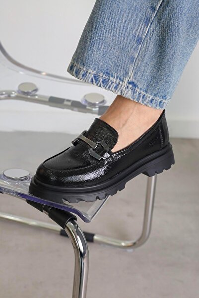 Stil Durağı FN53 MODEL 3 CM TABANLI BABET LOAFER SIY.KIRISK