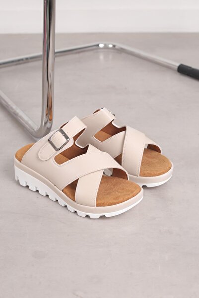 Stil Durağı ALDI MODEL 3 CM SOLE CROSS SLIPPERS TEN