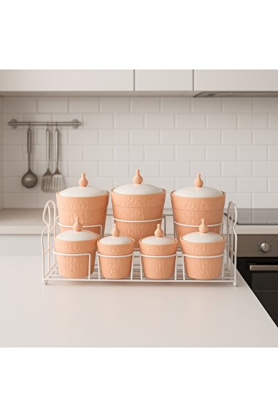 Dania 8 قطع لتخزين السكر والملح باللون البرتقالي/الأبيض 40×17×14 سم