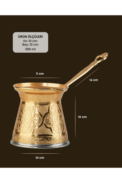 arnabella Cezpot Classic Cast Coffee Pot for 6 People Large Size - Induction Compatible Gold 390 ml