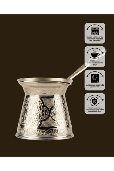 arnabella Cezpot Classic 6-Person Cast Iron Coffee Pot Large Size - Compatible with Induction Cookers Silver 390 ml