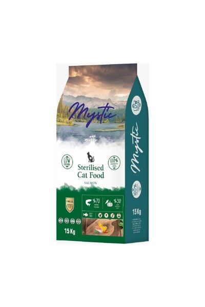 Mystic Az Tahıllı Yetişkin Kedi Maması Steril Kısırlaştırılmış Somonlu 15 kg
