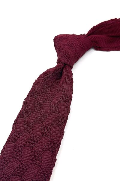 La Pescara Claret Red Self Pattern Knitted Tie Knitted 8344