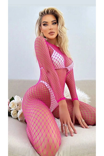 Midnight Fantasy جوارب شبكية للجسم باللون الوردي