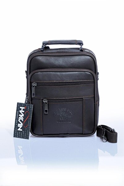 By Hakan Newish Polo 3009 Large Size Genuine Leather Case Men's Hand and Shoulder Bag Brown