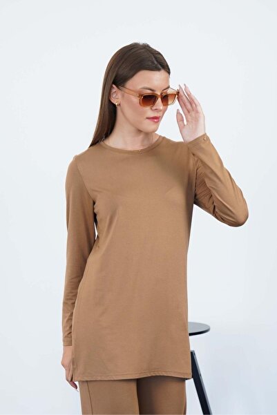 penyebizden Women's Viscose Full Lycra Tunic-Cinnamon