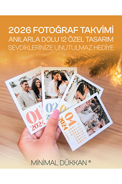 MİNİMAL DÜKKAN Kişiye Özel Fotoğraf Baskılı 2026 Masa Takvimi | 12 Adet Fotoğrafla Özel Tasarım | 10x15 cm