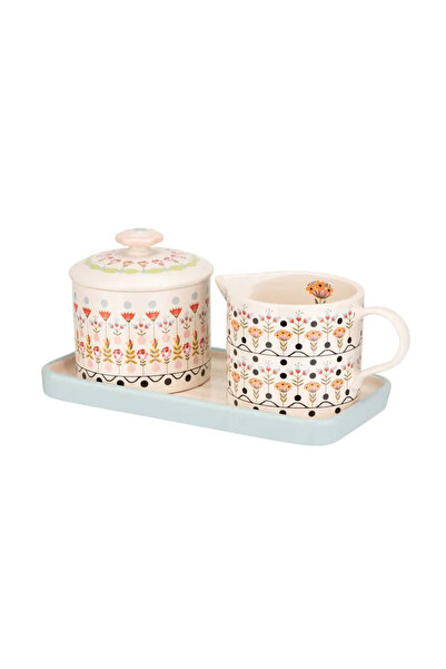 mona roza collection Cath Kidston Çok Renkli ve Çiçekli Sütlük ve Şekerlik Uz...