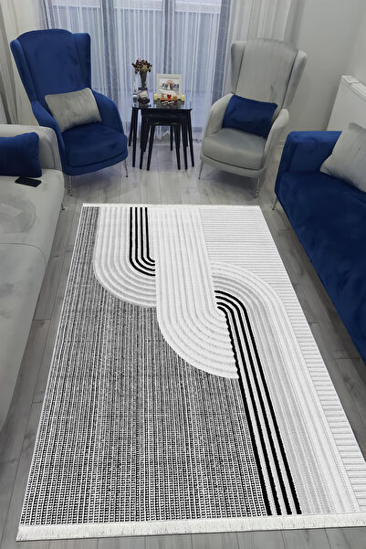 VOPTEKS Gri Halı Salon Halısı Makinede Yıkanabilir Halı Kaymaz Taban Halı