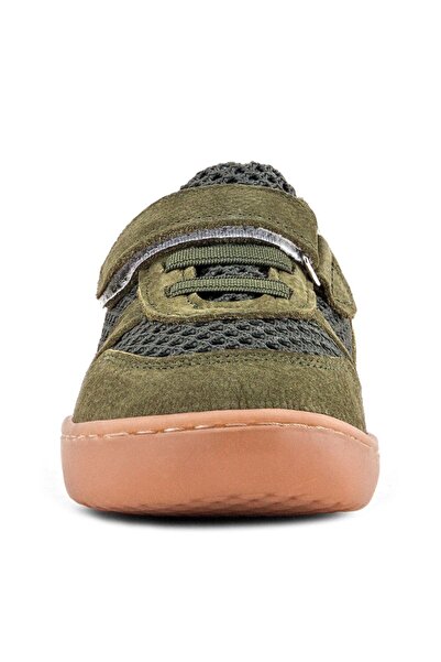 Rakerplus Bob Genuine Leather Khaki Green Barefoot Velcro Elastic Baby Sneaker Shoes