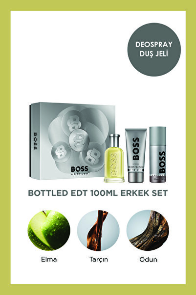 BOSS Bottled EDT 100 ml Parfüm + EDT 100 ml Duş Jeli + EDT 150 ml Deodorant Erkek Parfüm Seti