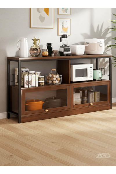 AGD Coffee cabinet, large capacity coffee table, modern minimalist home coffee corner, brown