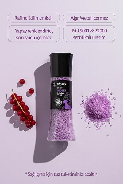 Efsina Violet Kaya Tuzu 400 g Sofrada Öğütme Değirmenli Gurme Tuz