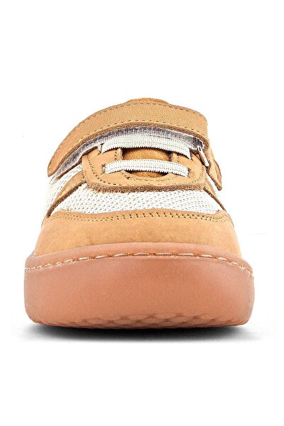 Rakerplus Bob Genuine Leather Tan Cream Barefoot Velcro Elastic Baby Sneaker Shoes