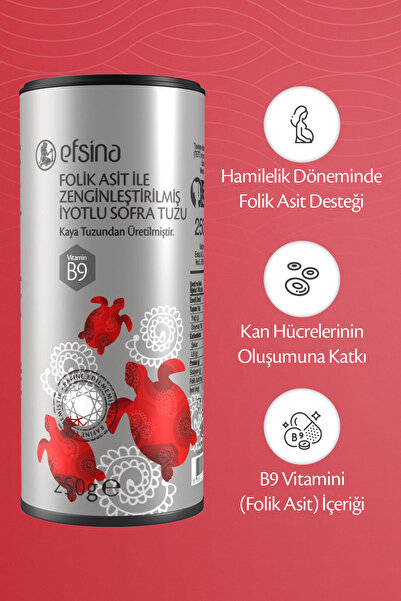 Efsina Folik Asitli İyotlu Kaya Tuzu 250 g Rafine Edilmemiş Tuz