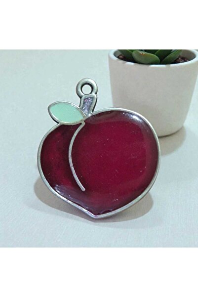 Pawnest Handmade Red Apple Shaped Epoxy Pendant, Khaki Green Waxed Cord, Adju...