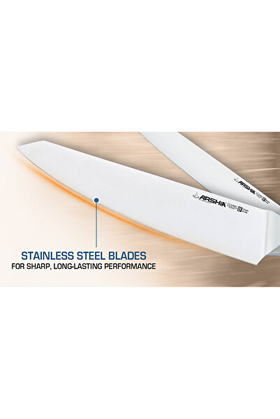 Arshia 7-piece knife set with acacia stand and cutting board