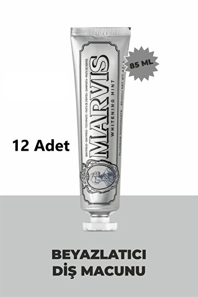 Marvis WHİTENİNG MİNT BEYAZLATICI DİŞ MACUNU 85ML 12 ADET