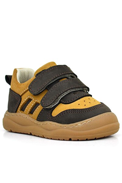 Rakerplus Schaggy Genuine Leather Brown Tan Velcro Baby Sneakers