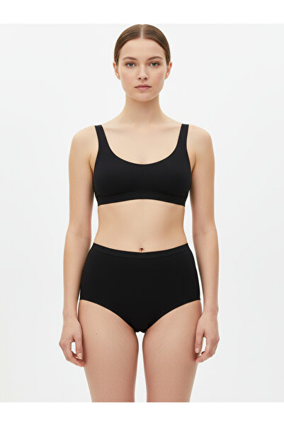 Lüx İpek Chiloți de damă de mărime mare, culoare uni, negru, pachet de 7