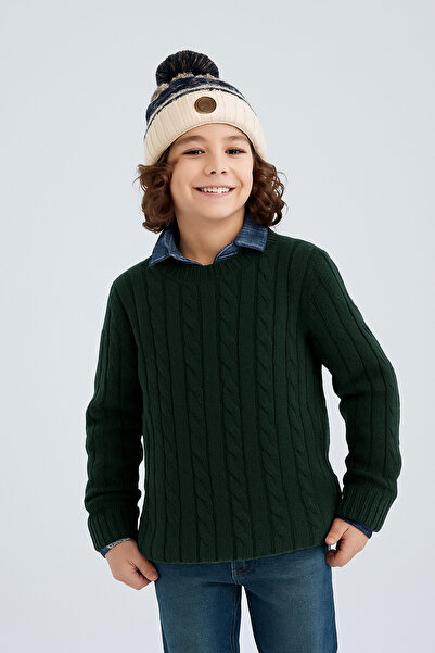 CLOUDY WEAR&DESİGN Момчешки велосипеден пуловер с плетена коса на врата