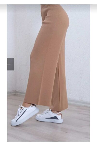 MaviMoure Γυναικείο χειμωνιάτικο άνετο πλεκτό παντελόνι με φαρδύ πόδι comfort ελαστική μέση