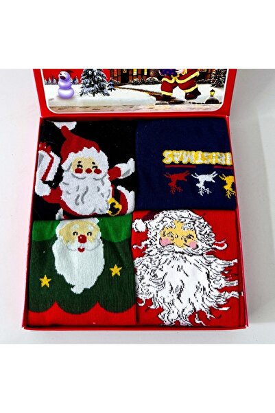 velve Men's socks set, in a festive box with 4 pairs, sizes 40–46, model 2, Red-Black