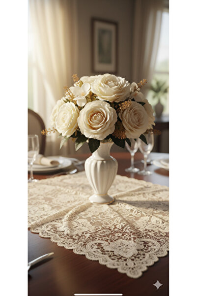 YASİMA Krem Tonları Haki Yapraklı Yapay Gül Buketi 27 Cm ÖĞRETMENLER GÜNÜ ÇİÇEĞİ