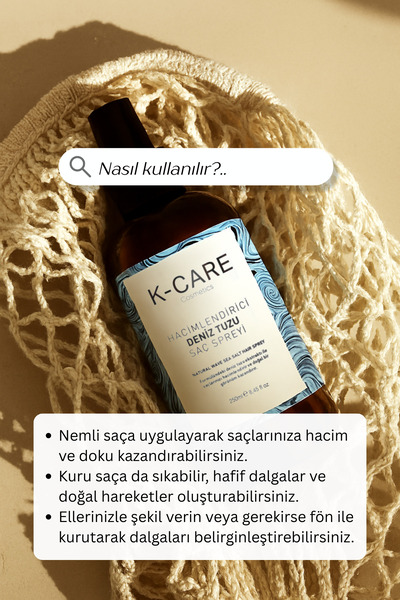 K K-CARE Cosmetics Deniz Tuzu Saç Spreyi - Doğal Dalga Sağlayan ve Hacim Veren Saç Spreyi 250 ml