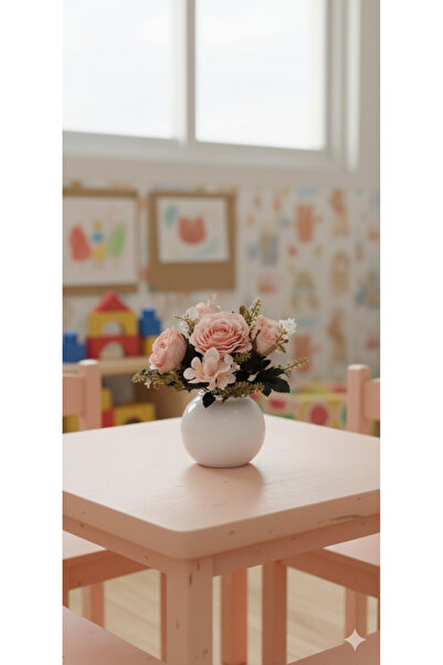 YAPAY ÇİÇEK DERYASI وعاء زهور ملون على شكل فم جرو بأوراق كاكي مقاس 27 سم لديك...