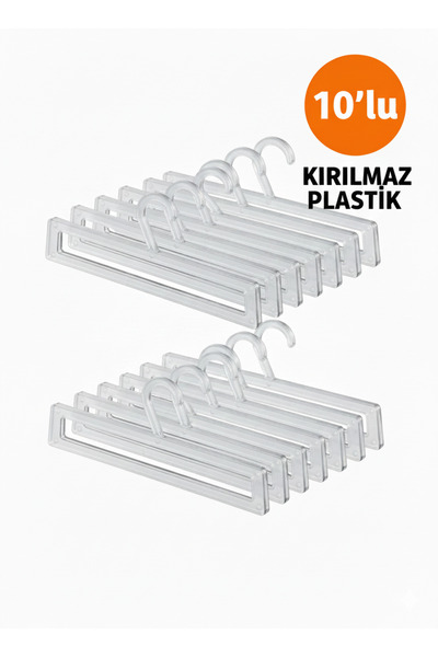 ozzen KIRILMAZ ŞEFAF Şal Askısı -eşarp Askısı- Atkı Askısı Dikdörtgen 10'lu Paket