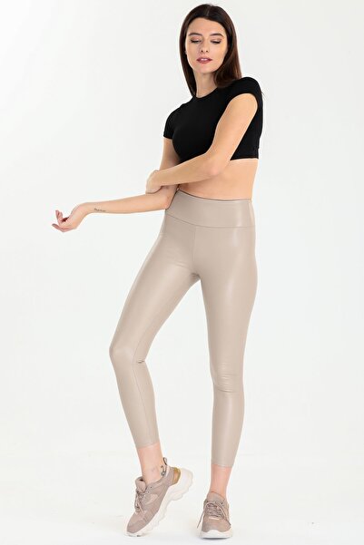 Alışveriş Sokağı Kışlık Deri Tayt Şardonlu Dar Kalıp Düz Kemer Bir Beden Büyük Alınız