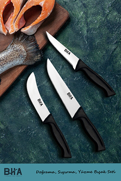 Sürmene Bıçakçı Hacı Ahmet Berry Basics Üçlü Mutfak, Kasap ve Et Bıçakları Seti