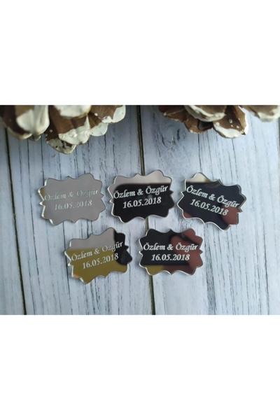 RetroLazer Pleksi Süslemesiz İsimlik Etiket,Düğün,Kına,Söz,Nişan,Magnet 25 Ad...