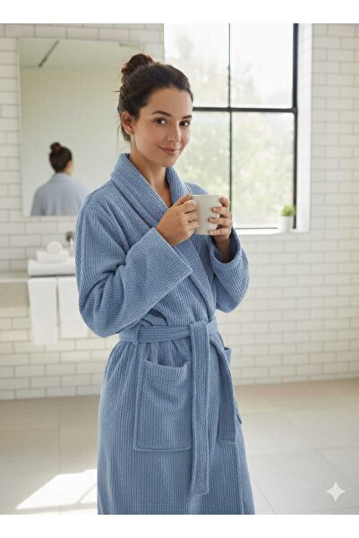 Saret Home روب حمام قطني، ياقة سال، روب فندقي، روب للسبا والحمام التركي