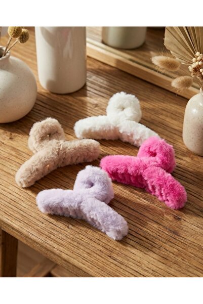 ADeN Accessories & Punch 4'lü Peluş Mandal Toka Seti | Renkli Mandal Genç Tok...