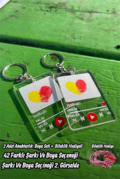 BİRBEYSTORE Parmak İzi Anahtarlık Aktivite Seti Çift, Sevgili, Arkadaş Hediye...
