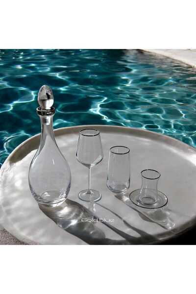 Gold Blue 49 Pieces Real Platinum Glasses Set