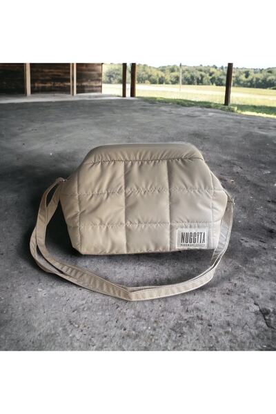 Nuggita Beige Puffer Hidden Scholarship Clutch Hand / Shoulder Bag